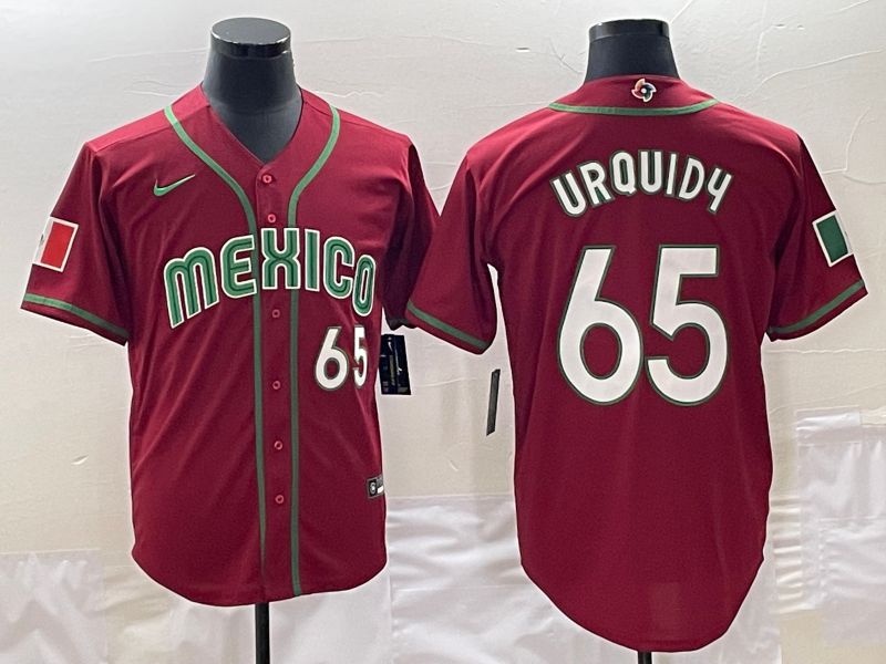 Men 2023 World Cub Mexico #65 Urquidu Red Nike MLB Jersey2->more jerseys->MLB Jersey